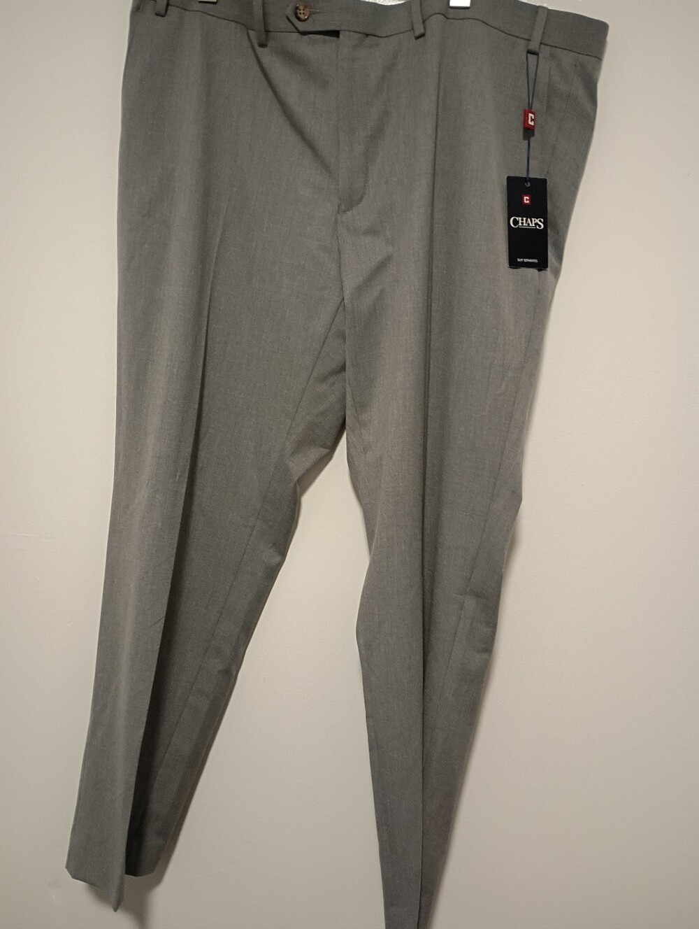 Chaps Men's Light Gray Flat-Front Dress Size 42x30 Pants
